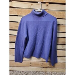 Lord & Taylor Wms L 2 Ply Purple Cashmere Turtleneck Sweater